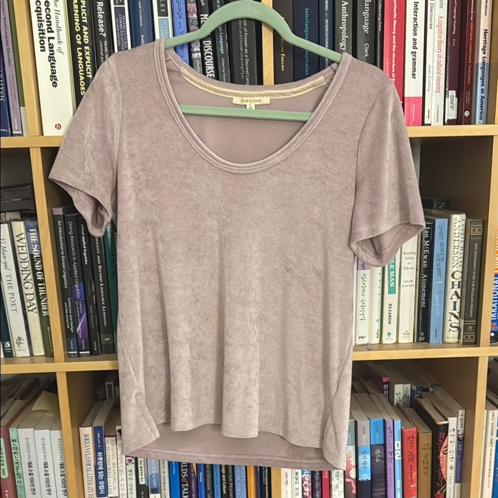 Anthropologie Velvet Dusty Pink Short Sleeve Tee